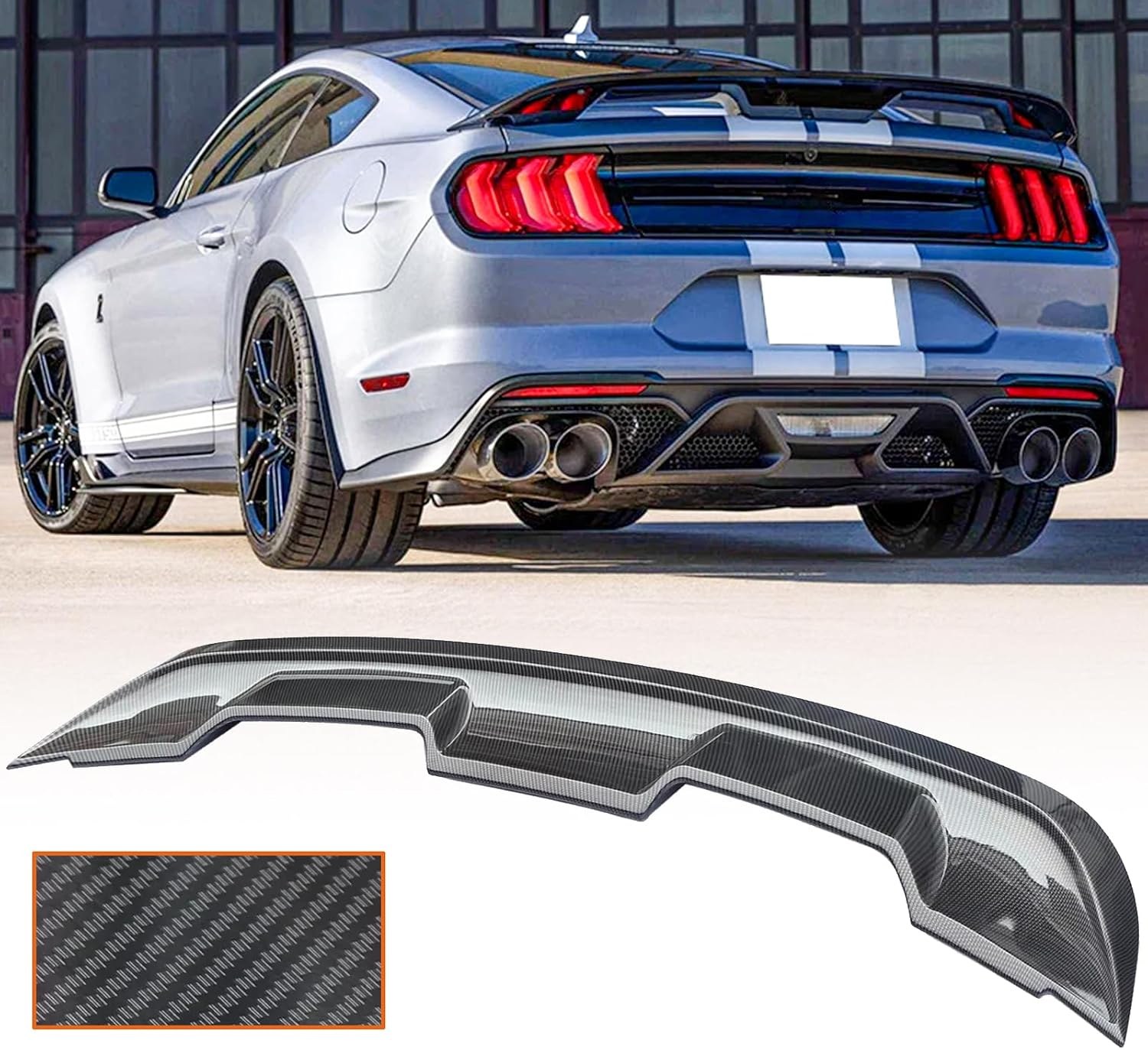 AeroForm Carbon Fiber Aero Wing V2, Gloss Weave with Bolt-On Hardware for Cars
